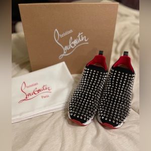 Christian Louboutin Spike Sock Donna Black & Silver. Never worn!